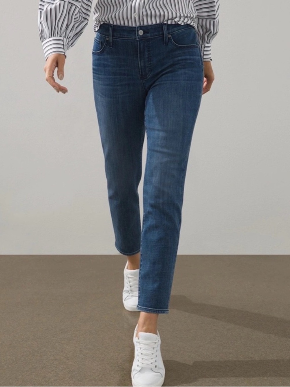 Chico’s So Slimming Girlfriend Slim Leg Crop Dark Wash Jeans Size 14